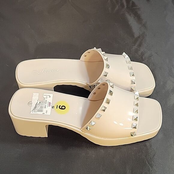 BRAND NEW FOREVER HANI STUDDED EMBELLISHMENTS JELLY BLOCK HEEL OPEN TOE SANDAL - Picture 5 of 13